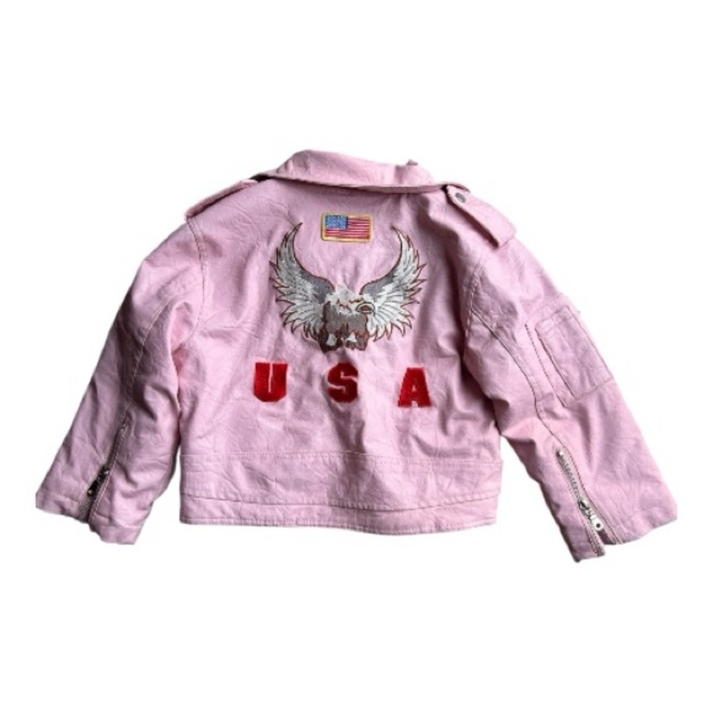 OUTDOOR HABITAT YOUTH GIRLS PINK BIKER RIDING JACKET PLEATHER 5T